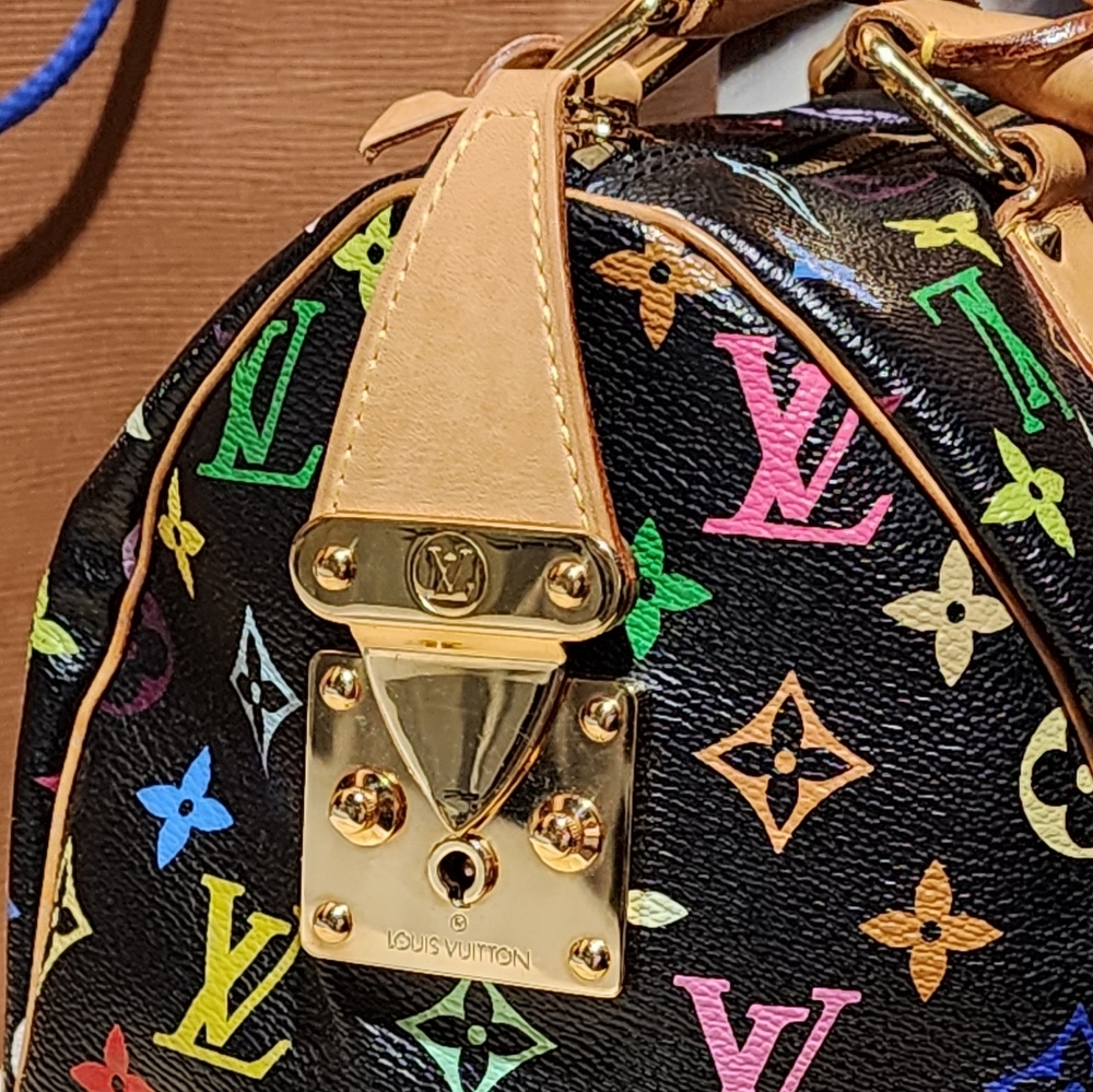 Authentic Loui Vuitton Black Multicolor Speedy 30 - Picture 12 of 15